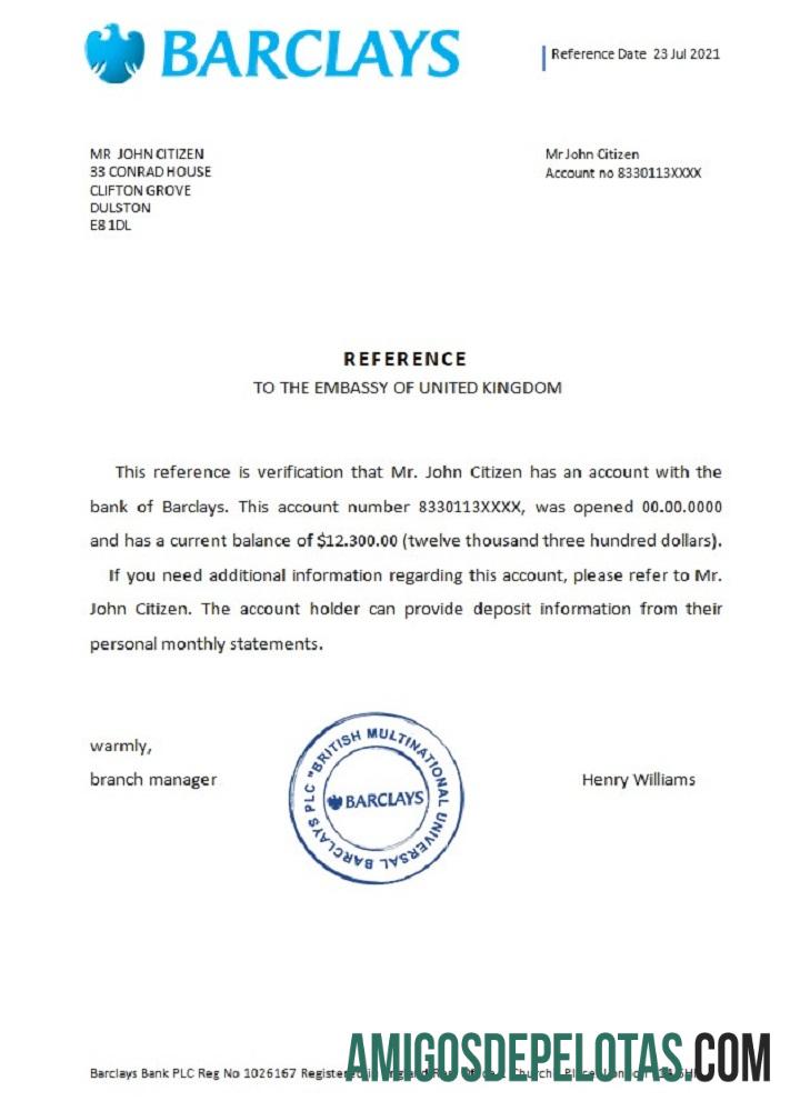 Referência do Barclays do Reino Unido baixar para verificação